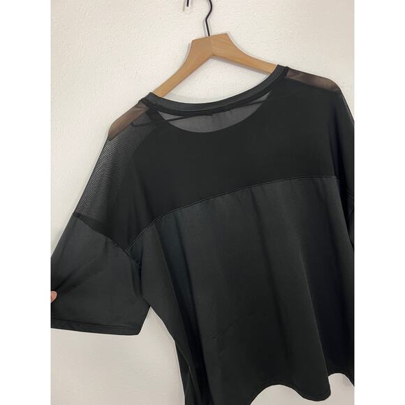 Bebe Sport Mesh Shoulder Black Logo Top Size 2X - Picture 7 of 8